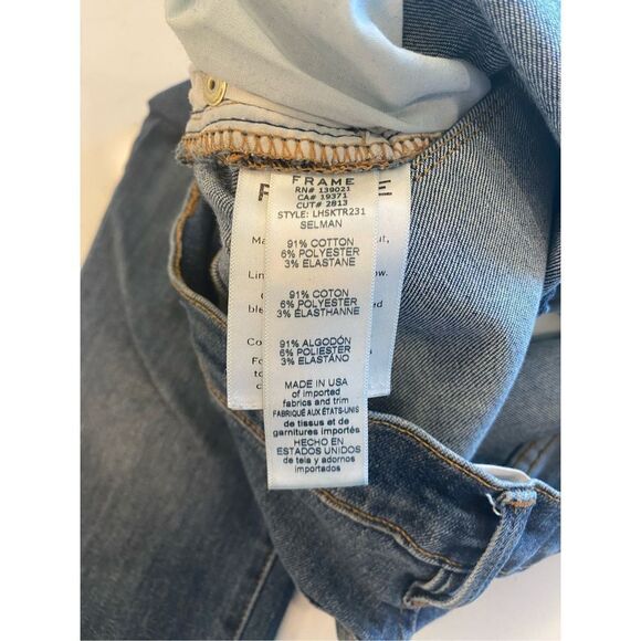 Frame Le skinny triangle raw hem blue jeans size 28 - Picture 5 of 10